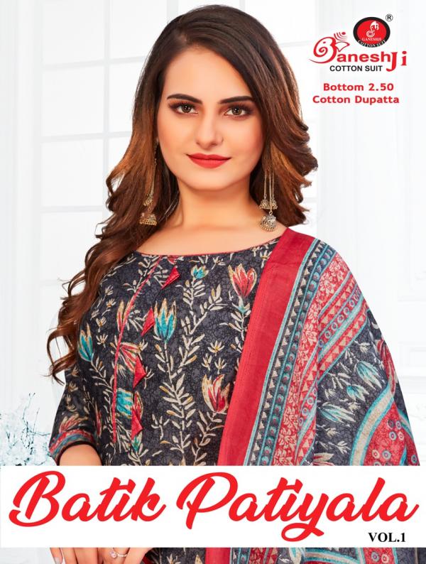 Ganeshji Batik Vol-1 Cotton Designer Patiyala Dress Material